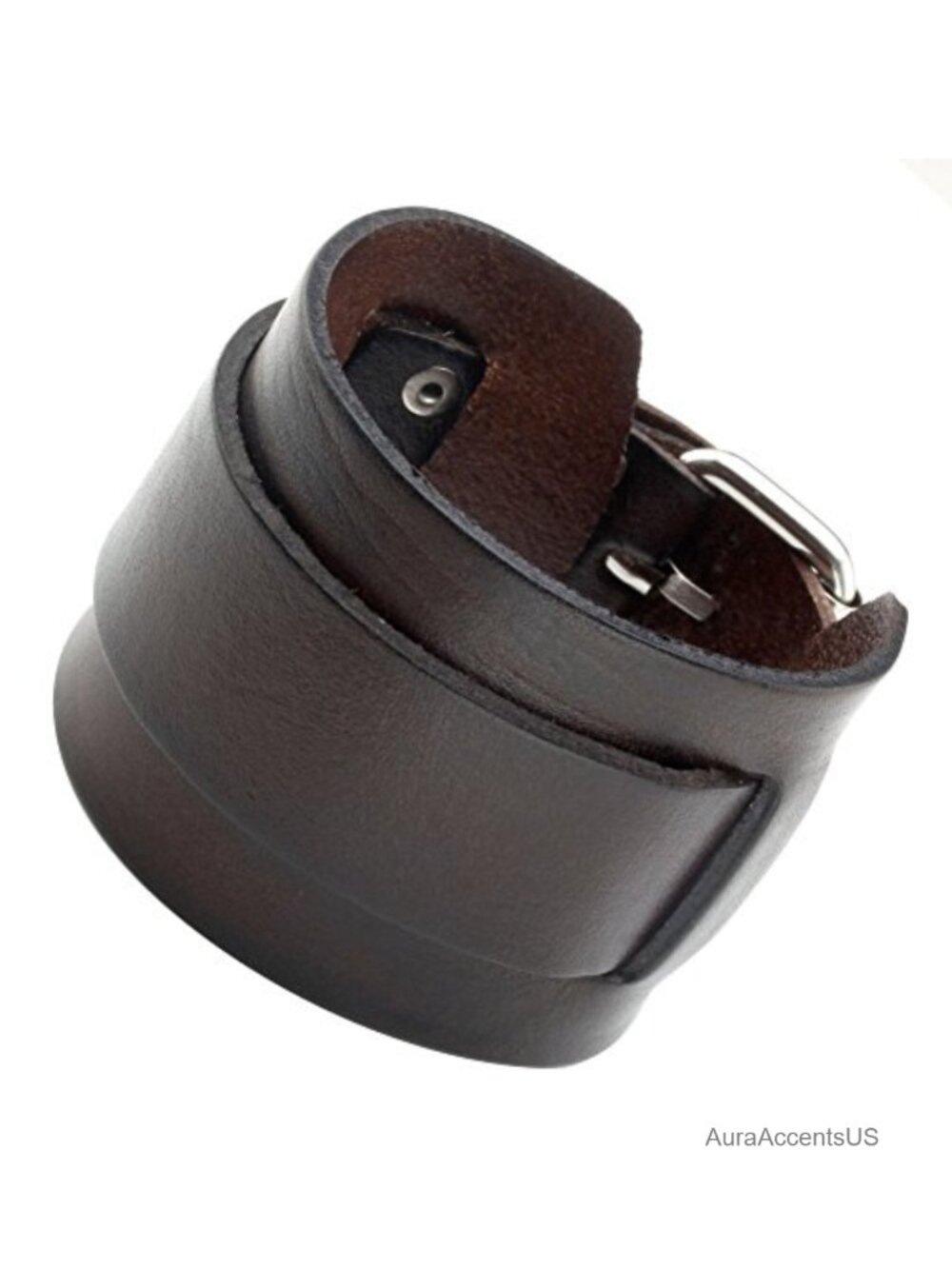 Genuine Leather Cuff Bracelet Unisex Adjustable Punk Rock Wide Wristband